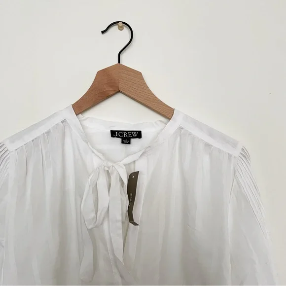 J. Crew V-neck Tie Top in White Cotton Dobby Size Small - Picture 7 of 11